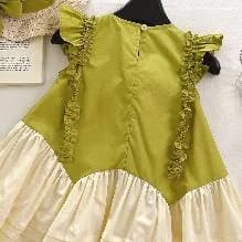 Vestido verde con flor 3D